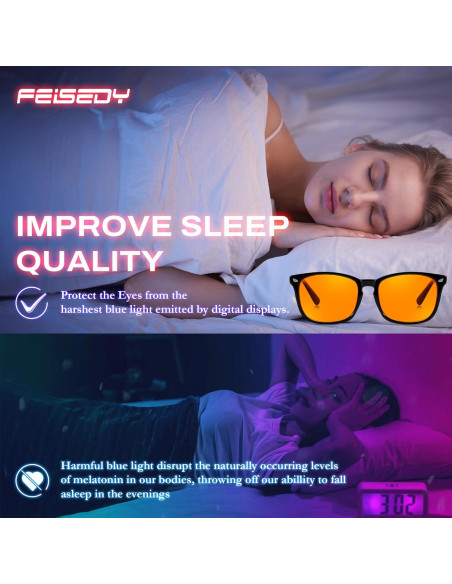 Gafas Bloqueadoras de Luz Azul FEISEDY Ámbar para Hombre y Mujer