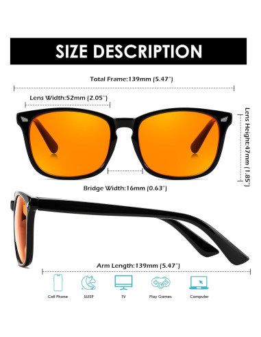 Gafas Bloqueadoras de Luz Azul FEISEDY Ámbar para Hombre y Mujer