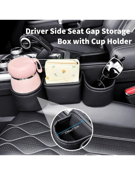 Caja de Almacenamiento LECART para Asiento de Coche con 2 Portavasos