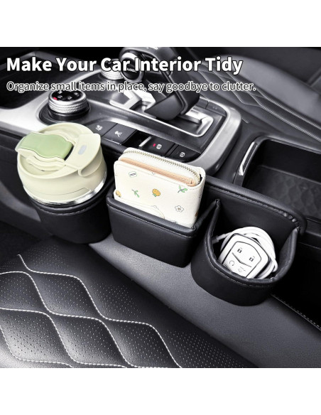 Caja de Almacenamiento LECART para Asiento de Coche con 2 Portavasos