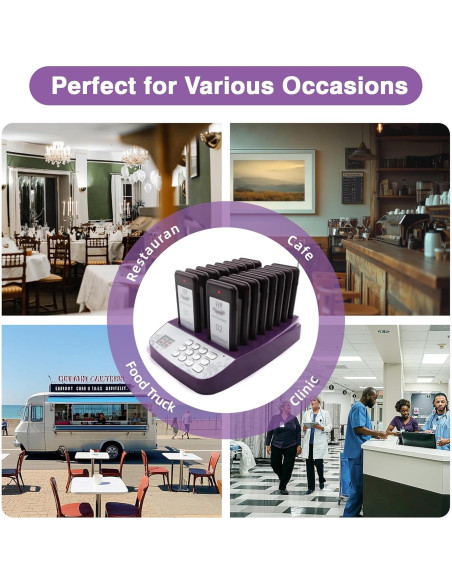 Sistema de Pagers Inalámbrico Daytech 10 Pagers - Buzzer y Vibración