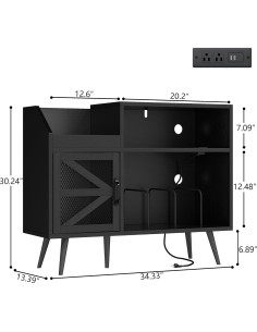 Soporte para Tocadiscos Gyfimoie con Luz LED y Almacenamiento 2