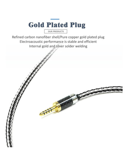 Cable de Reemplazo GUCraftsman 1.8m para Auriculares SHURE 4.4mm