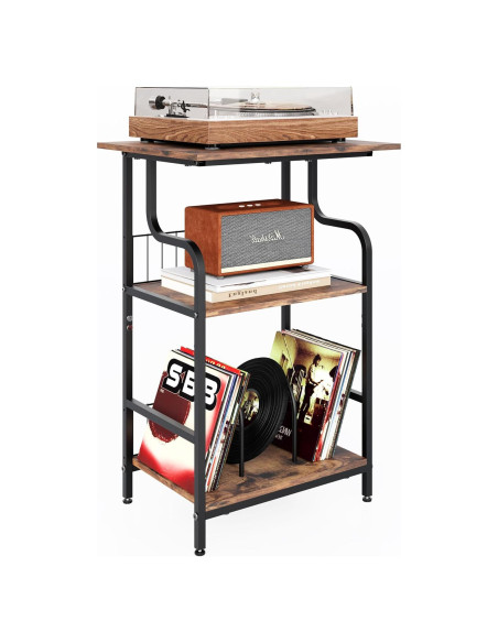 Mesa para Tocadiscos Luwesde VP-01 3 Niveles Marrón Rústico
