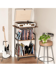 Mesa para Tocadiscos Luwesde VP-01 3 Niveles Marrón Rústico 2