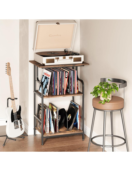 Mesa para Tocadiscos Luwesde VP-01 3 Niveles Marrón Rústico