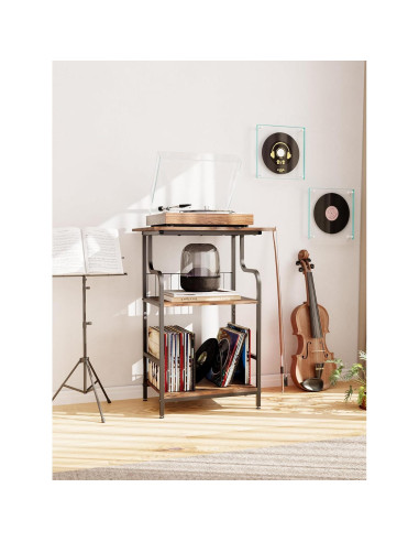 Mesa para Tocadiscos Luwesde VP-01 3 Niveles Marrón Rústico