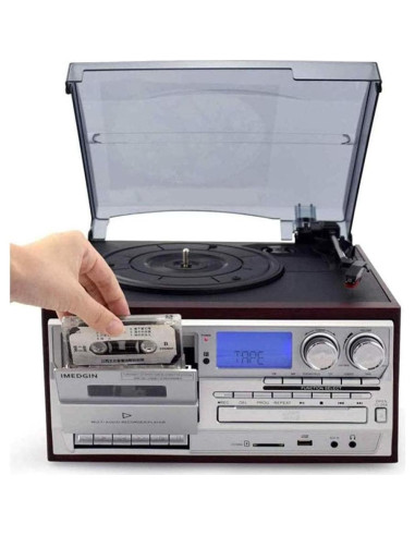 Gramófono Tocadiscos Bluetooth EHVYBDX 3 Velocidades FM USB