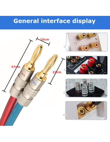 Cable de Altavoz AutCreation 1.5M 14 AWG Cobre Puro Banana Oro