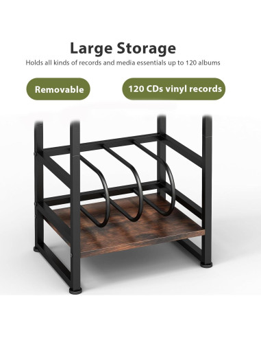 Soporte para Tocadiscos de Vinilo ZEXVIDA 71 cm Madera Rústica