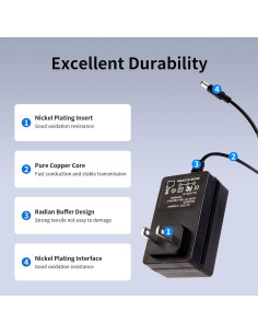 Adaptador de corriente 9V 1A FSQWUR con 8 enchufes intercambiables 2
