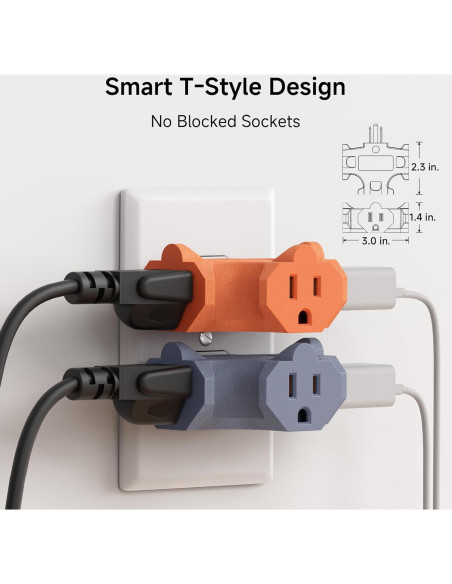 Adaptador de Enchufe de 3 Vías Cable Matters 15A 3-Pack
