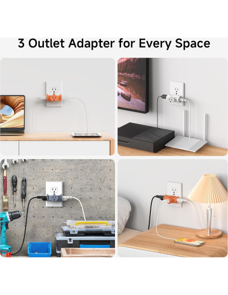 Adaptador de Enchufe de 3 Vías Cable Matters 15A 3-Pack