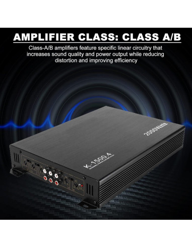 Amplificador de 4 Canales YaeCCC 2000W para Coche K-1500.4