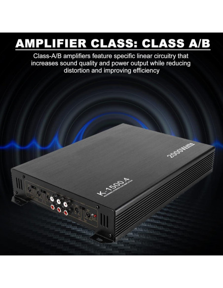 Amplificador de 4 Canales YaeCCC 2000W para Coche K-1500.4