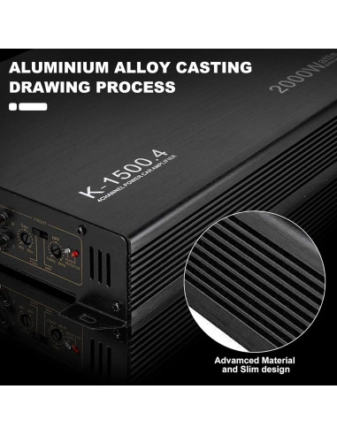 Amplificador de 4 Canales YaeCCC 2000W para Coche K-1500.4