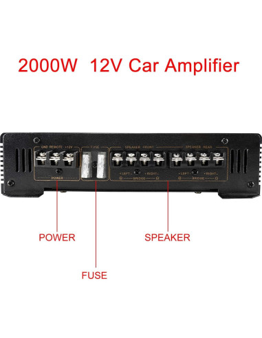 Amplificador de 4 Canales YaeCCC 2000W para Coche K-1500.4