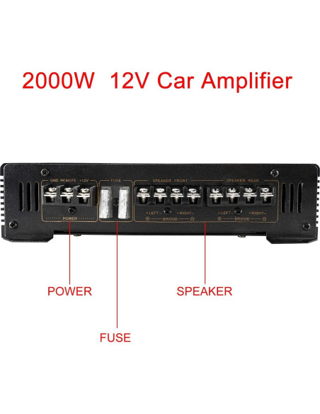 Amplificador de 4 Canales YaeCCC 2000W para Coche K-1500.4