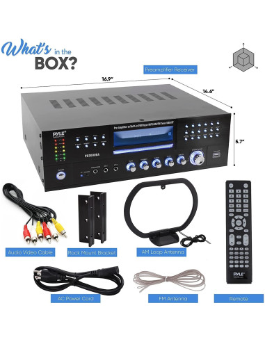 Amplificador Bluetooth Pyle PD3000BA 3000W 4 Canales con FM