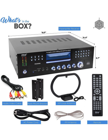 Amplificador Bluetooth Pyle PD3000BA 3000W 4 Canales con FM