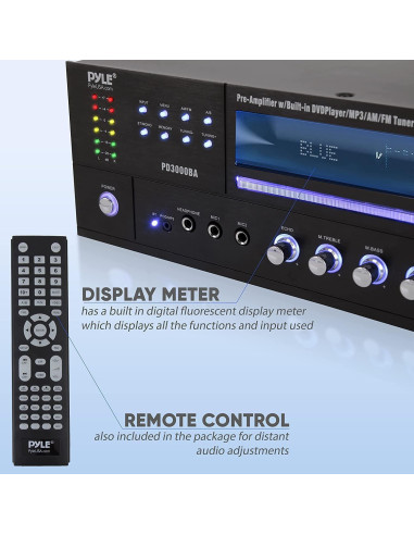 Amplificador Bluetooth Pyle PD3000BA 3000W 4 Canales con FM
