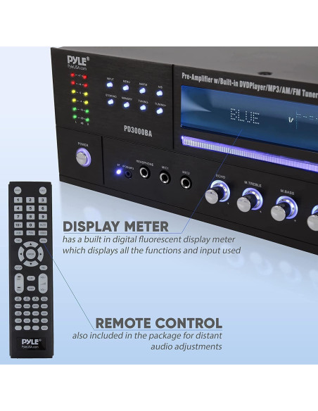 Amplificador Bluetooth Pyle PD3000BA 3000W 4 Canales con FM