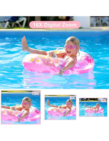 Cámara Digital Compacta Genérica 44MP Rosa con Zoom 16X