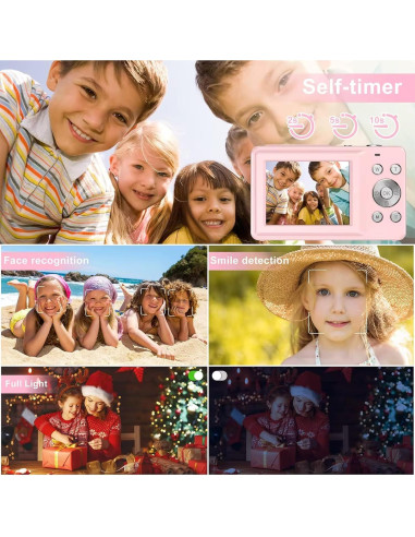 Cámara Digital Compacta Genérica 44MP Rosa con Zoom 16X