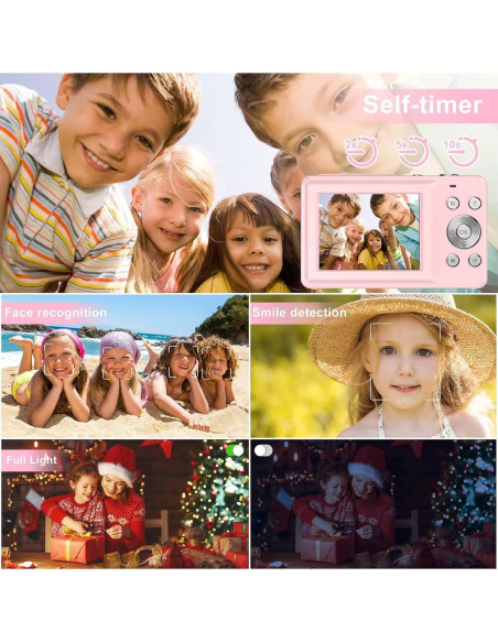 Cámara Digital Compacta Genérica 44MP Rosa con Zoom 16X