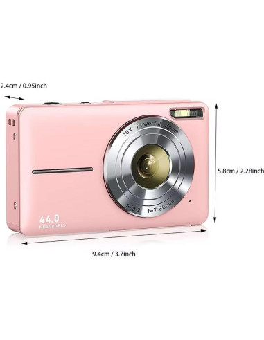 Cámara Digital Compacta Genérica 44MP Rosa con Zoom 16X