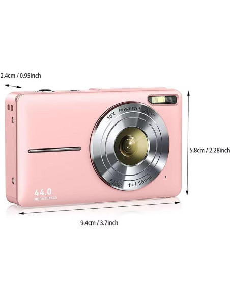 Cámara Digital Compacta Genérica 44MP Rosa con Zoom 16X