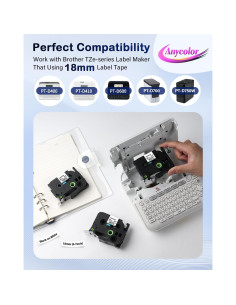 Paquete de 6 Cintas de Etiquetas Anycolor TZe-241 18mm Negro sobre Blanco 2