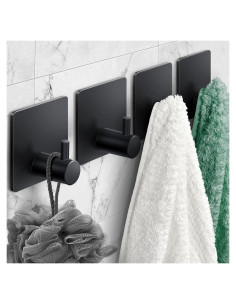 Ganchos Adhesivos para Toallas XdgeLoad Negro Mate 4 Pzs
