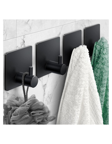 Ganchos Adhesivos para Toallas XdgeLoad Negro Mate 4 Pzs