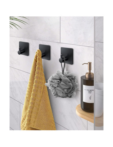 Ganchos Adhesivos para Toallas XdgeLoad Negro Mate 4 Pzs