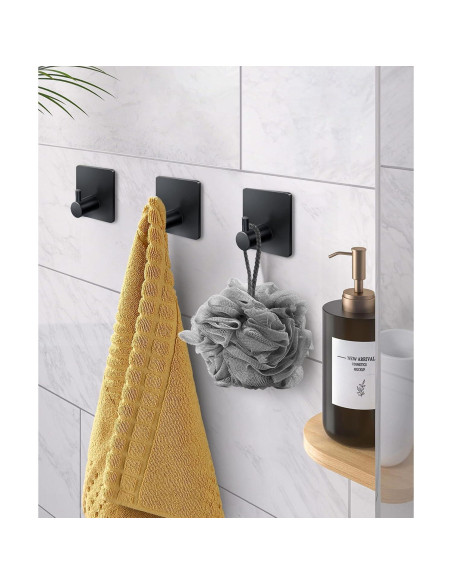 Ganchos Adhesivos para Toallas XdgeLoad Negro Mate 4 Pzs