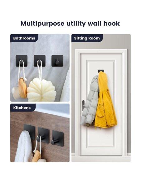 Ganchos Adhesivos para Toallas XdgeLoad Negro Mate 4 Pzs