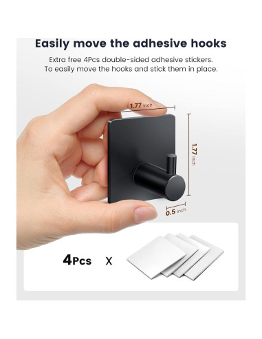 Ganchos Adhesivos para Toallas XdgeLoad Negro Mate 4 Pzs