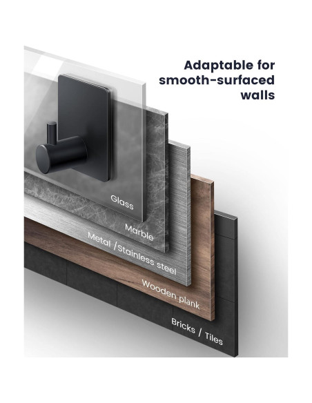 Ganchos Adhesivos para Toallas XdgeLoad Negro Mate 4 Pzs