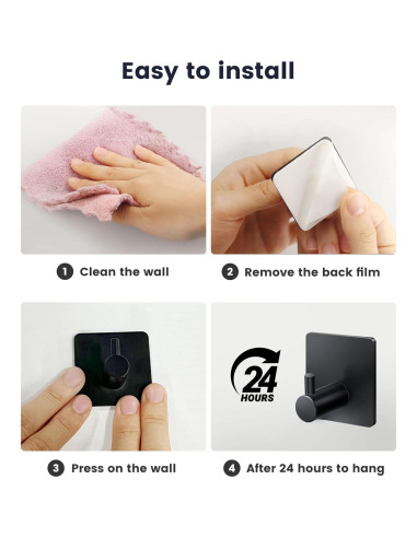 Ganchos Adhesivos para Toallas XdgeLoad Negro Mate 4 Pzs