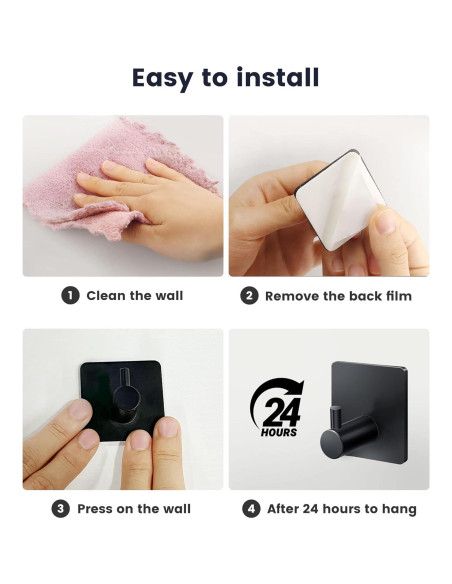 Ganchos Adhesivos para Toallas XdgeLoad Negro Mate 4 Pzs