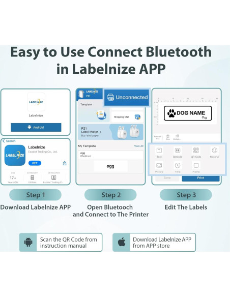 Impresora de Etiquetas TYPONOS P21 Bluetooth Mini 16.89cm