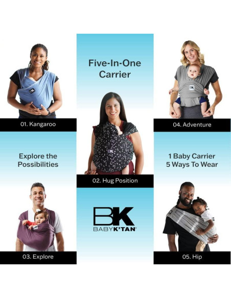 Fular Portabebés Baby K'tan Active Negro - Transpirable y Seguro
