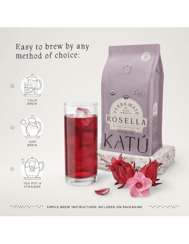 Té de Yerba Mate Orgánico Katú Rosella 500g con Hibisco y Menta