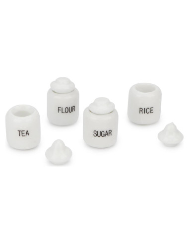 Juego de 4 Tarros de Azúcar Miniatura Cutemini 1:12 Porcelana