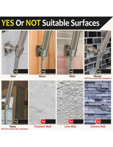 Soporte para Cabezal de Ducha YD de Latón Niquelado Sin Taladro