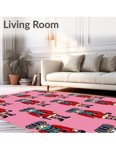 Alfombra de Área Design&I 182x121 cm Geométrica Rosa Antideslizante 2