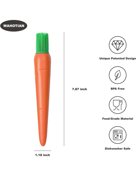 Brocha de Silicona en Forma de Zanahoria WAHOTIAN - Apta para Alimentos