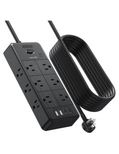 Regleta de Sobretensión NTONPOWER 15FT 4000J 12 Salidas 4 USB