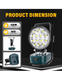 Luz de Trabajo LED Inalámbrica SKYWORLD 42W 4200LM Bosch 18V 2